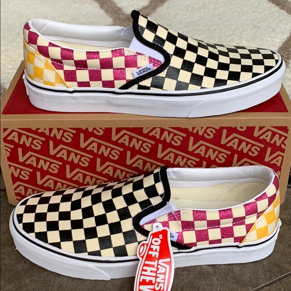 glitter check vans
